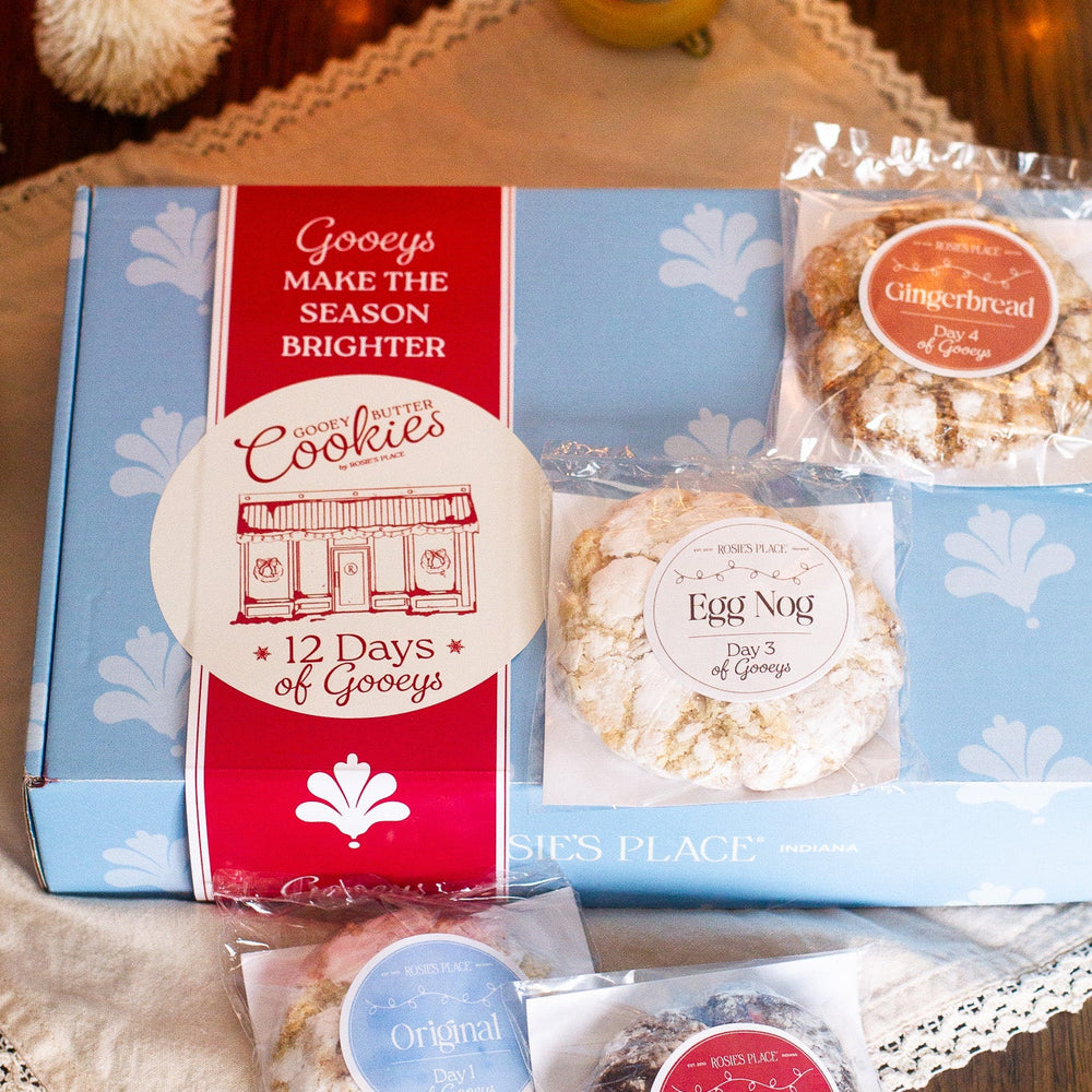 Gift-ready 12 Days of Gooeys box